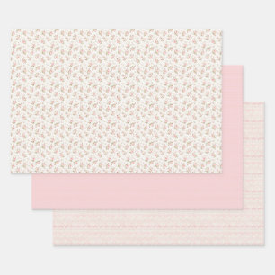 Papel de regalo Coquette floral rosa vintage