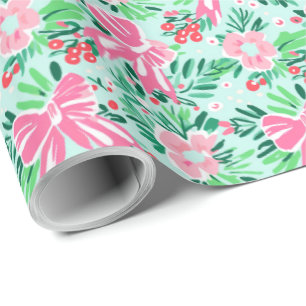 Papel De Regalo Coquette Ilustrada Bow Modern Mint Gift Wrap