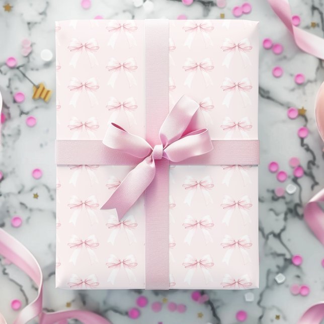 Papel De Regalo Coquette Pink Bow Primer Cumpleaños (Subido por el creador)