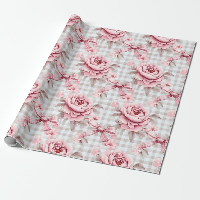 Papel De Regalo Coquette Pink Floral (Desenrollado)