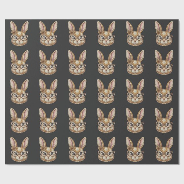 Papel De Regalo Coquette Retro Leopard Happy Easter Bunny Trendy (Superficie plana)