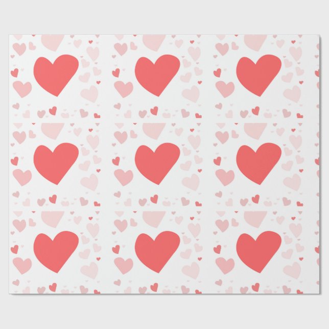 Papel De Regalo Coral and Blush scattered hearts  (Superficie plana)