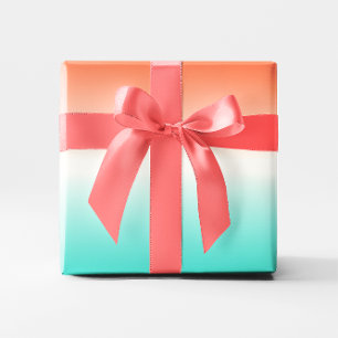 Papel De Regalo Coral Blanco Turquesa Ombre