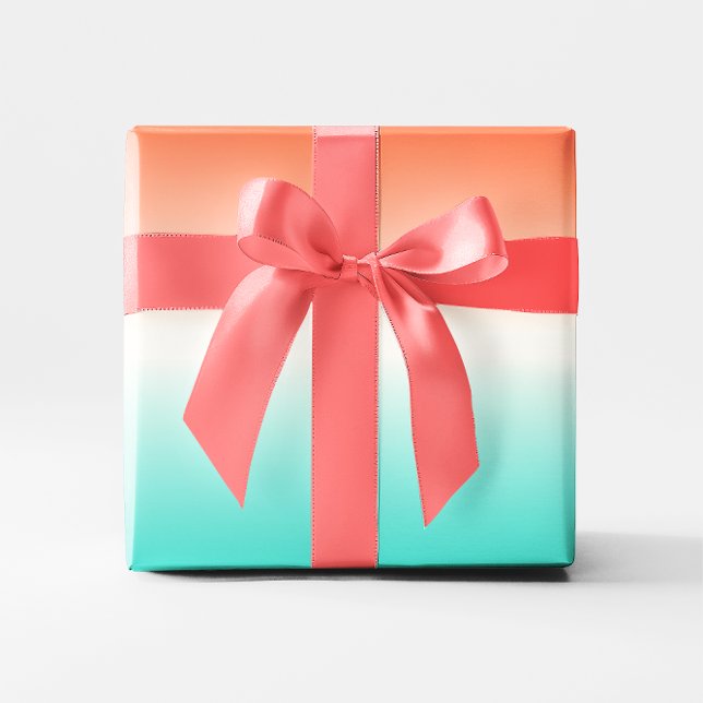 Papel De Regalo Coral Blanco Turquesa Ombre (Coral White Turquoise Gradient  Ombre Wrapping Paper)