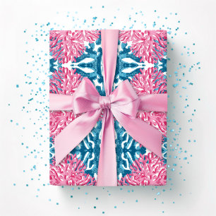 Papel De Regalo Coral Rococó en Rosa y Aqua