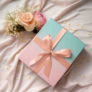 Papel De Regalo Coral Rosa Claro y Ombre Teal