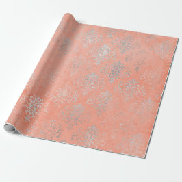 Papel De Regalo Coral Silver Peach Damask Antonietta Versaille