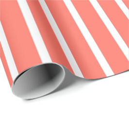Papel De Regalo Coral y franja blanca