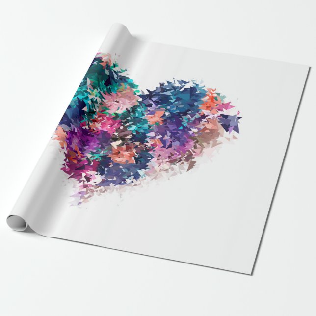 Papel De Regalo Corazón, amor, poligonal (Desenrollado)