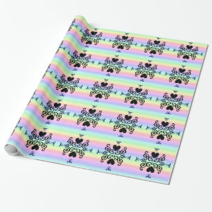 Papel De Regalo Corazón arcoiris y Lily