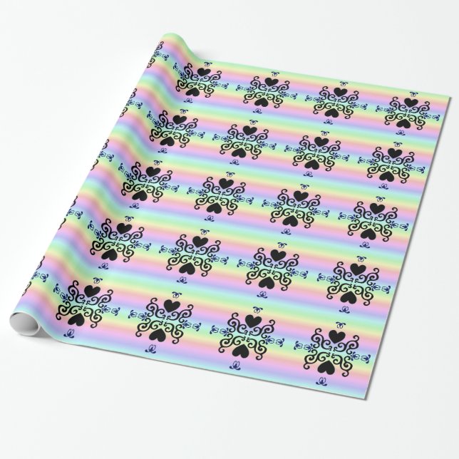 Papel De Regalo Corazón arcoiris y Lily (Desenrollado)