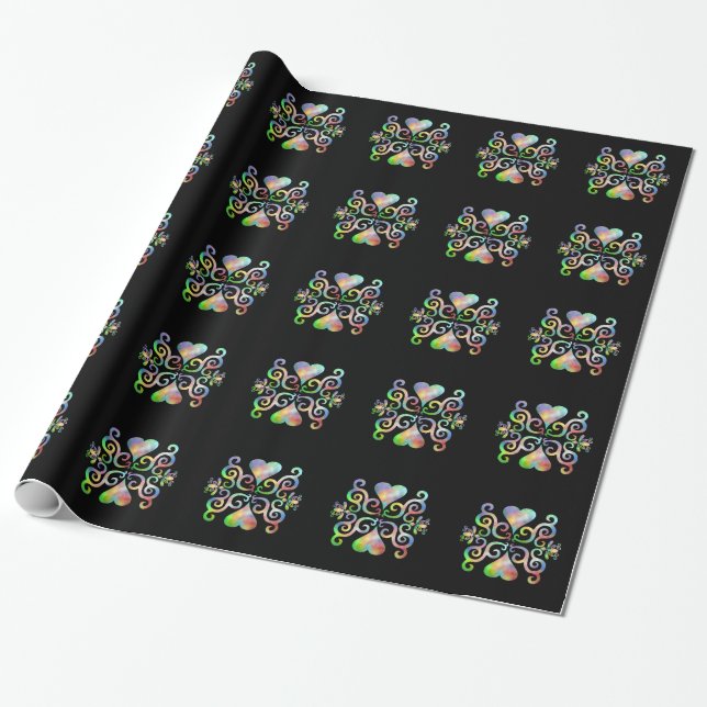 Papel De Regalo Corazón arcoiris y Lily (Desenrollado)