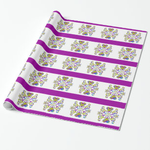 Papel De Regalo Corazón arcoiris y Lily