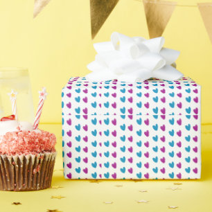 Papel De Regalo corazón azul rosa acuarela agregar nombre cumpleañ