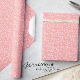 Papel De Regalo Corazón blanco rosado moderno de Rubor