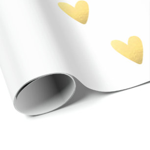 Papel De Regalo Corazón blanco y oro