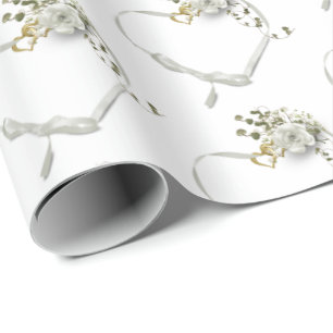 Papel De Regalo corazón boda de cinta blanca