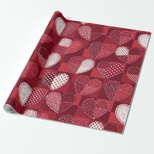 Papel De Regalo Corazón caprichoso de Cupido Rojo Blanco Negro