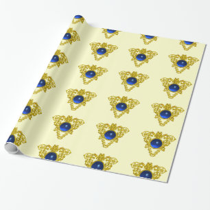 Papel De Regalo CORAZÓN CELÁTICO ORO,SAPPHIRO AZUL,El día de San V