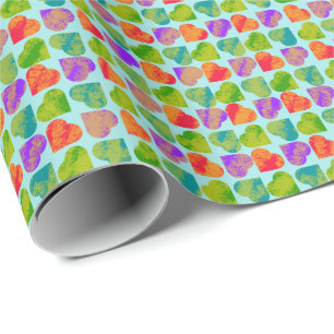 Papel De Regalo Corazón Colorido Teselado Arte Pop Psicodélico