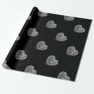 Papel De Regalo Corazón con mosaico de plata con patrón brillante 