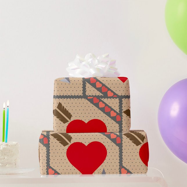 Papel De Regalo Corazón Cupido con Flecha Romántico Patrón de San  (Subido por el creador)