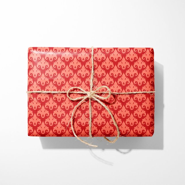 Papel De Regalo Corazón Damasco Rojo y Coral (Subido por el creador)
