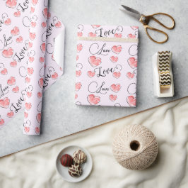 Papel De Regalo Corazón de acuarela rosa lindo con texto de Amor