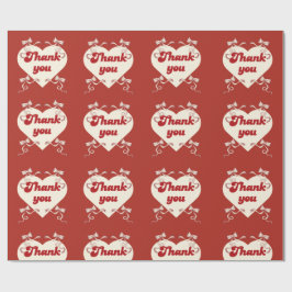 Papel De Regalo Corazón de Agradecimiento con Diseño de Lazos de C