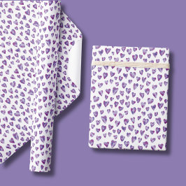 Papel De Regalo Corazón de amor acuarela patrón púrpura