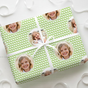 Papel De Regalo Corazón de Amor Bonito 2 Foto Patrón Verde Bonito