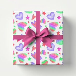Papel De Regalo Corazón de amor colorido patrón romántico femenino