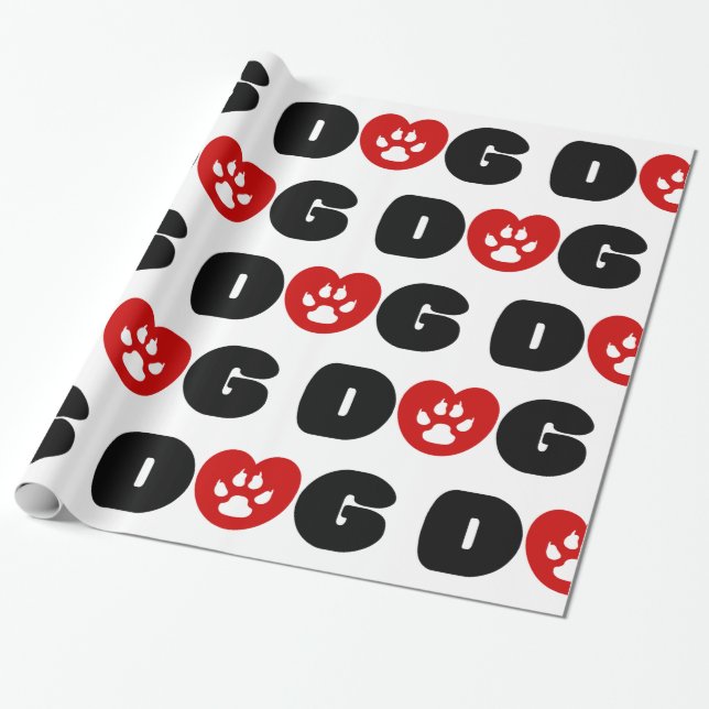 Papel De Regalo Corazón de amor de perro (Desenrollado)