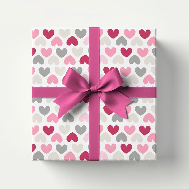 Papel De Regalo Corazón de amor rosado Romántico moderno Girly (Subido por el creador)