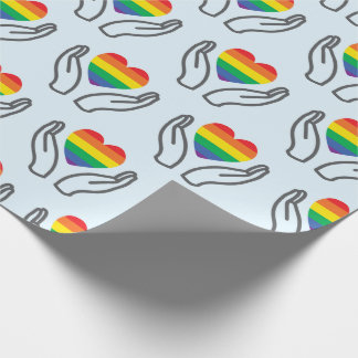 Papel De Regalo Corazón de arcoíris del autismo Manos de apoyo Azu