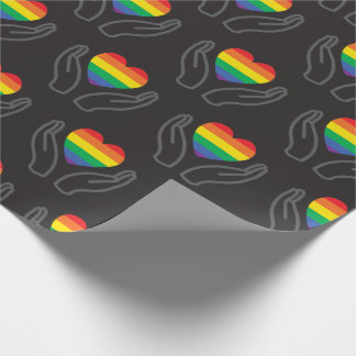 Papel De Regalo Corazón de Arcoíris Manos que Apoyan Autismo Negro