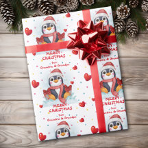 Corazón de Confeti Pingüino Nietos Navidad