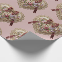 Papel de Regalo Corazón de Encaje Rosa Victoriano