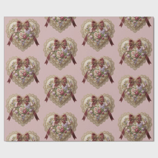 Papel de Regalo Corazón de Encaje Rosa Victoriano
