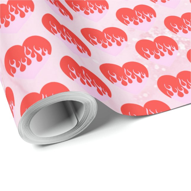 Papel De Regalo Corazón de Fuego (Esquina del rollo)