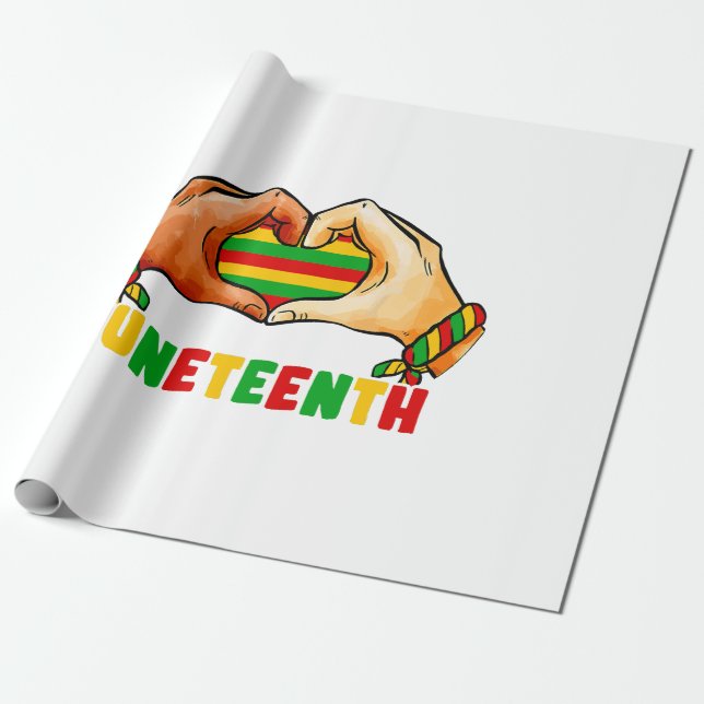 Papel De Regalo Corazón de Juneteenth (Desenrollado)