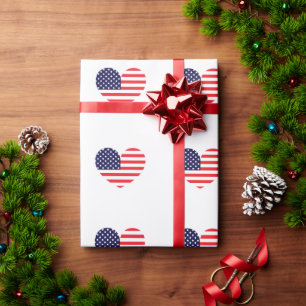 Papel De Regalo Corazón de la bandera americana