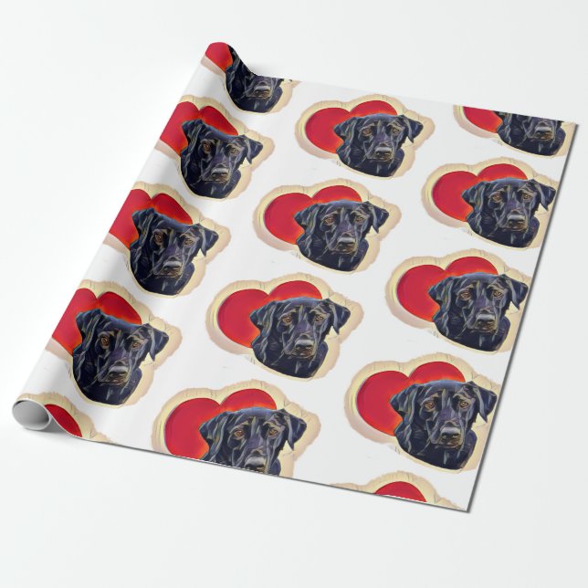 Papel De Regalo Corazón de Labrador Recuperador (Desenrollado)