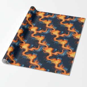 Papel De Regalo Corazón de llamas fuego y cielos