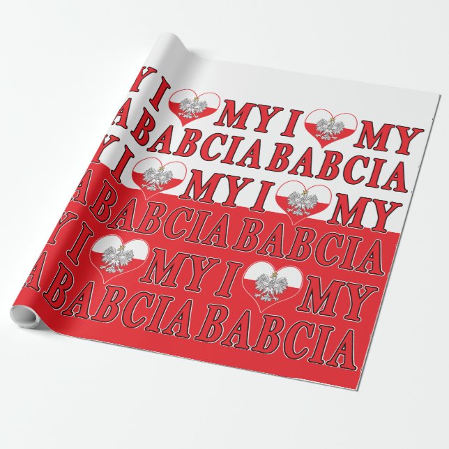 Papel De Regalo Corazón de mi Babcia (Desenrollado)