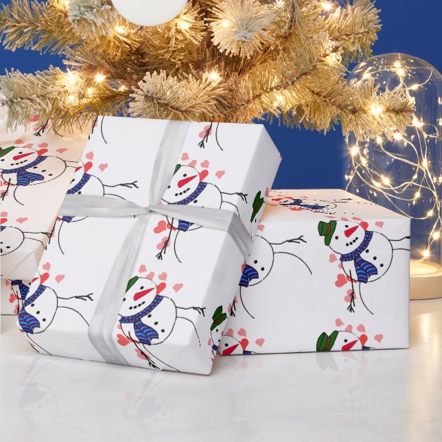 Papel De Regalo Corazón de nieve amor   (Vacaciones)