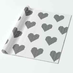 Papel De Regalo Corazón de píxel negro