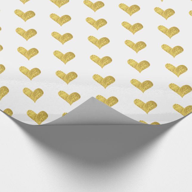 Papel De Regalo Corazón de Relieve metalizado dorado (Esquina)