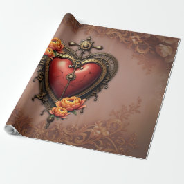 Papel De Regalo Corazón de vapor con flores