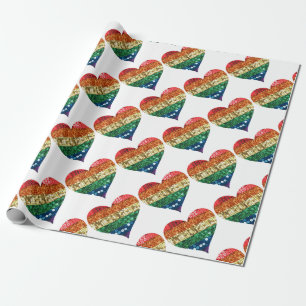 Papel De Regalo corazón del arco iris de lgbt
